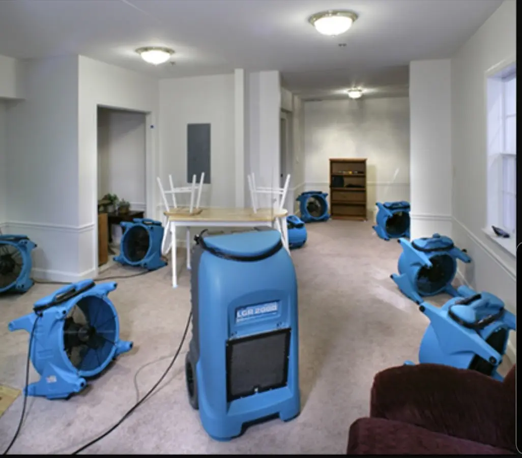 Air movers and dehumidifier setup for Water Extraction & Removal in Escondido